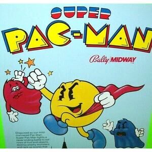 Super Pac-Man Arcade Flyer 1982 Original NOS Video Game Vintage Retro Art Promo